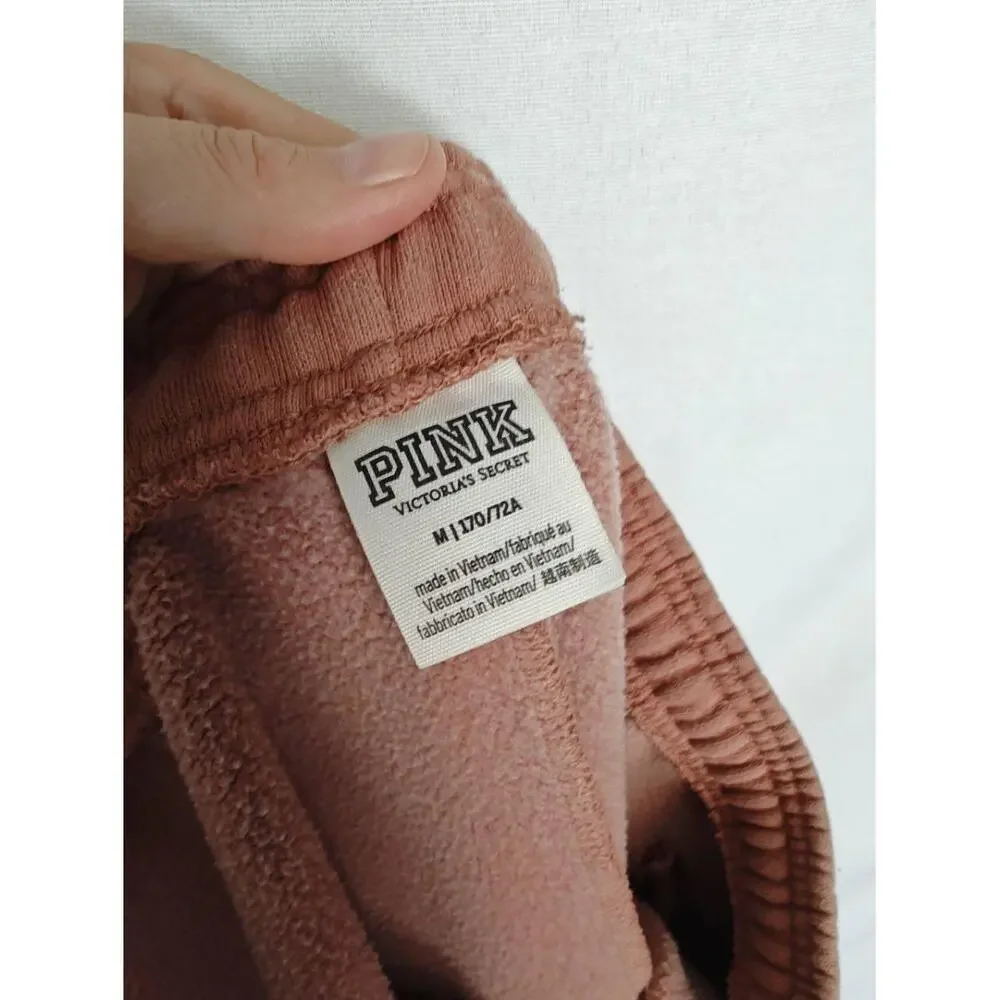 Victoria's Secret PINK Sweatpants Campus Elastic Waist Cuffed Rust Brown Medium‎